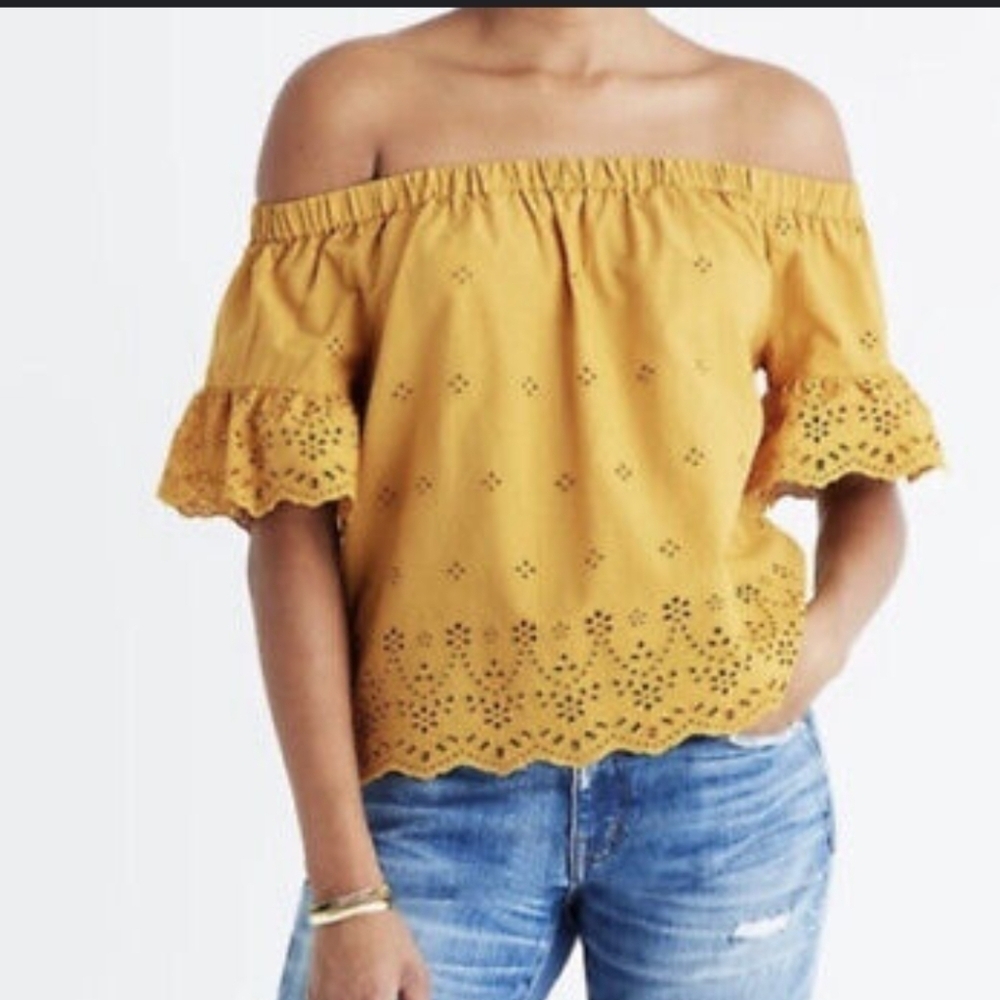 Madwell off the shoulder eyelet blouse